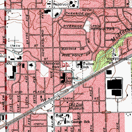 Topographic Map of Memorial Park, IL