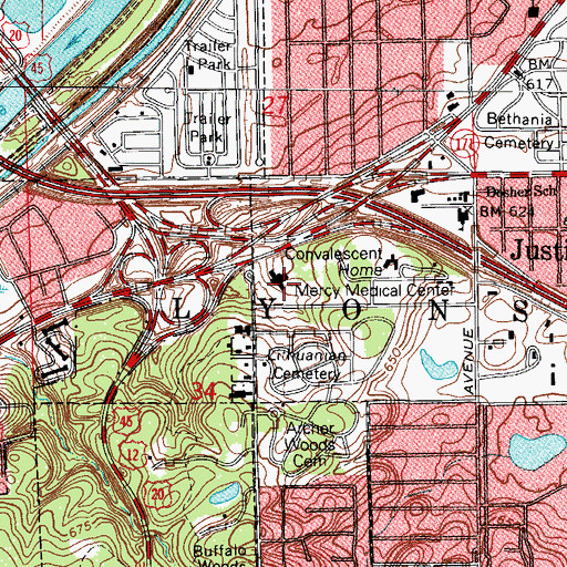 Topographic Map of Mercy Medical Center, IL