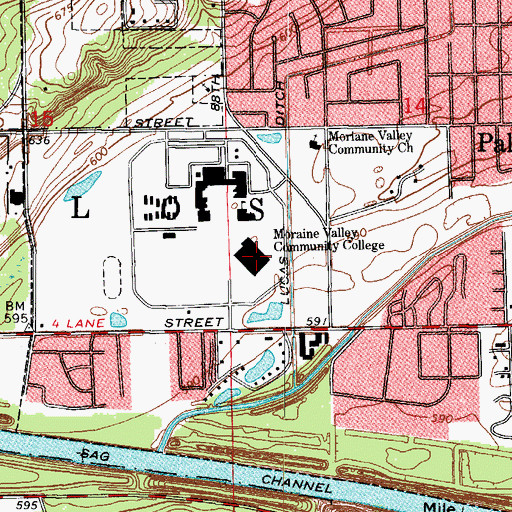 Topographic Map of Moraine Valley Community College, IL