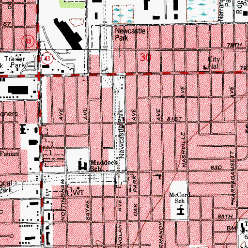 Topographic Map of Newcastle Park, IL