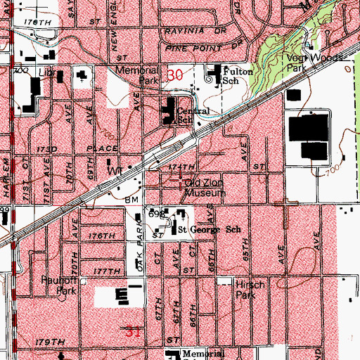 Topographic Map of Old Zion Museum, IL