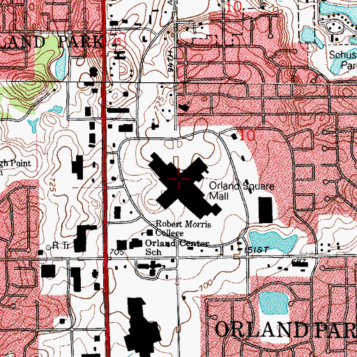 Topographic Map of Orland Square Mall Shopping Center, IL