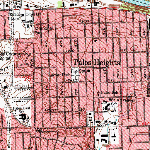Topographic Map of Palmer Park, IL
