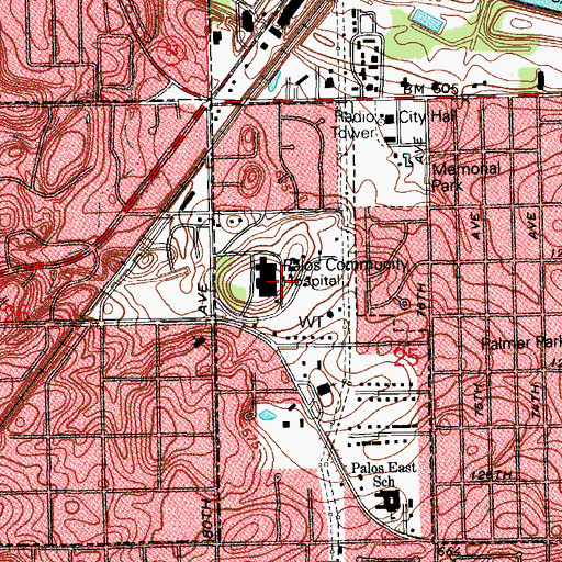 Topographic Map of Palos Community Hospital, IL