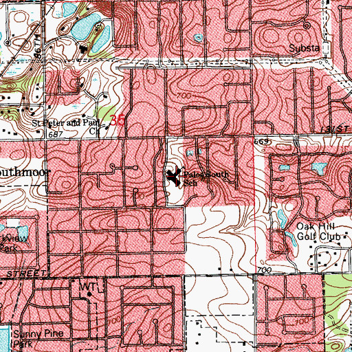 Topographic Map of Palos South Middle School, IL