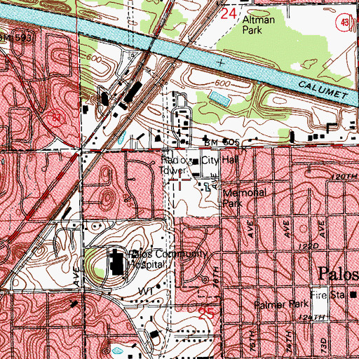 Topographic Map of Palos Springs (historical), IL
