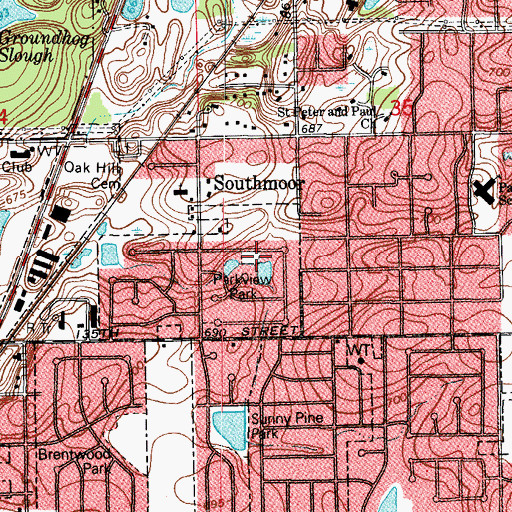 Topographic Map of Parkview Park, IL