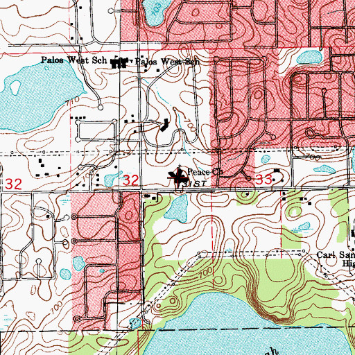 Topographic Map of Peace Memorial Church, IL