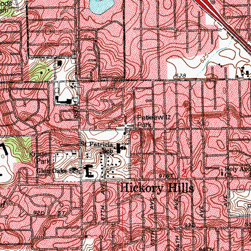 Topographic Map of Petkiewitz Park, IL