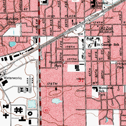 Topographic Map of Rauhoff Park, IL