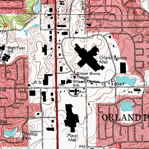 Topographic Map of Robert Morris College, IL