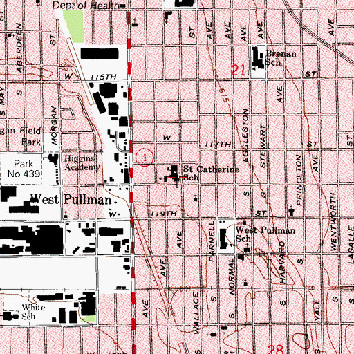 Topographic Map of Saint Catherine School, IL