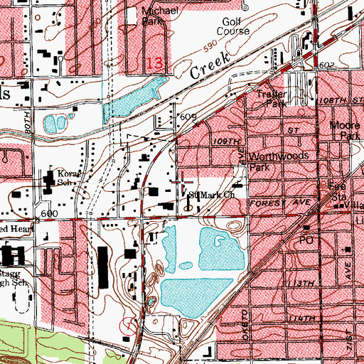 Topographic Map of Saint Mark Evangelical Lutheran Church, IL