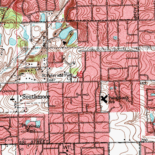 Topographic Map of Saint Peter and Paul Ukrainian Church, IL