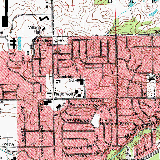 Topographic Map of Helen B Sandidge Elementary School, IL