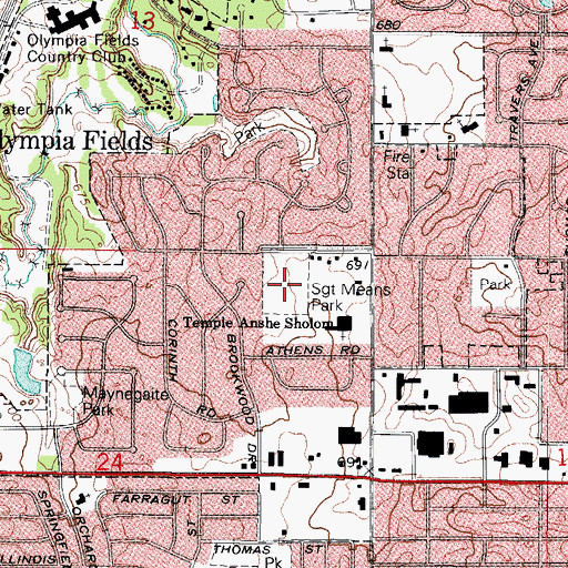 Topographic Map of Sergeant Means Park, IL