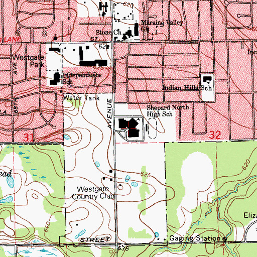 Topographic Map of Sheppard North High School, IL