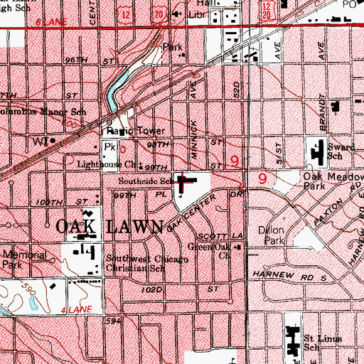 Topographic Map of Southside School, IL