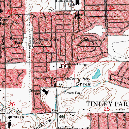Topographic Map of Stewart Ridge Church, IL