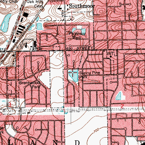 Topographic Map of Sunny Pine Park, IL