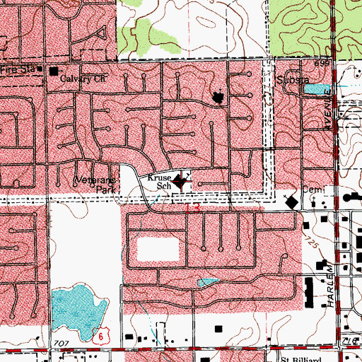 Topographic Map of Veterans Park, IL