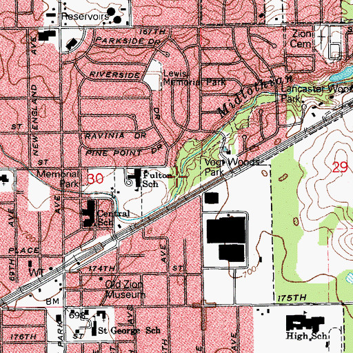 Topographic Map of Vogt Woods Park, IL
