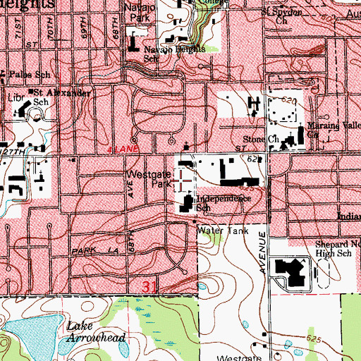 Topographic Map of Westgate Park, IL