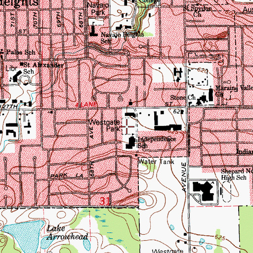 Topographic Map of Westgate Park, IL