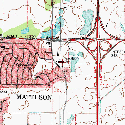 Topographic Map of Woodgate Elementary School, IL