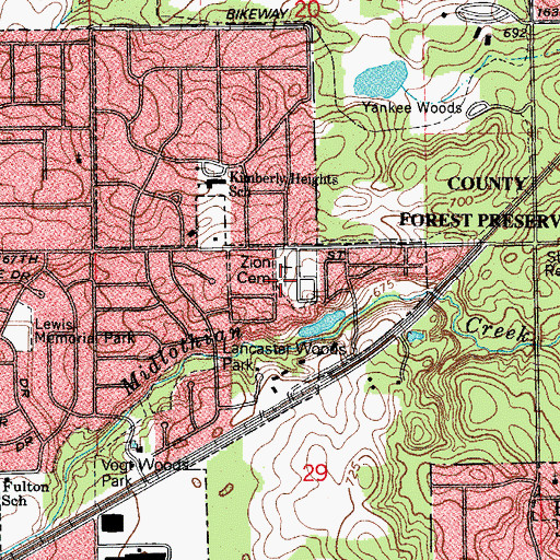 Topographic Map of Zion Lutheran Cemetery, IL