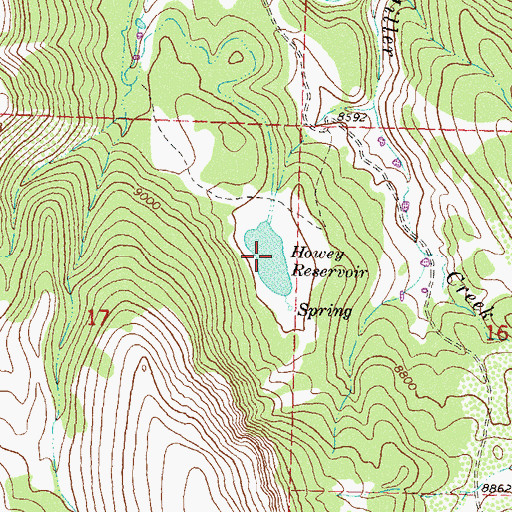 Topographic Map of Howey Reservoir, CO