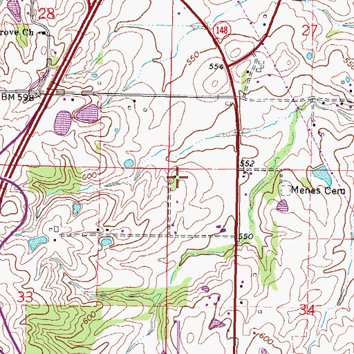 Topographic Map of Menes School (historical), IL