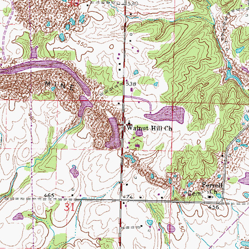 Topographic Map of Motsinger School (historical), IL