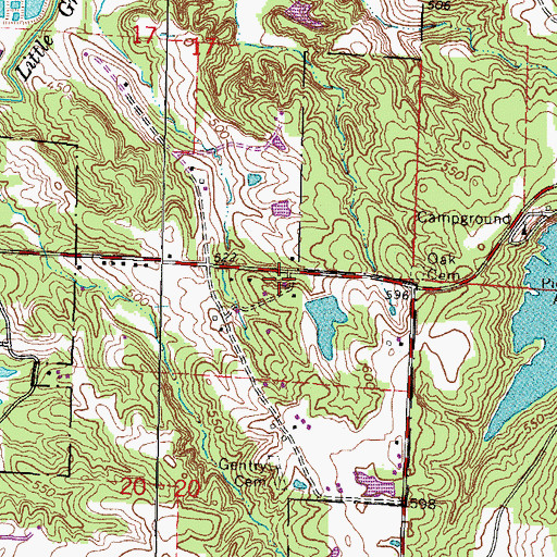 Topographic Map of Oak School (historical), IL