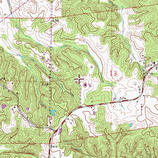 Topographic Map of Odumburg School (historical), IL