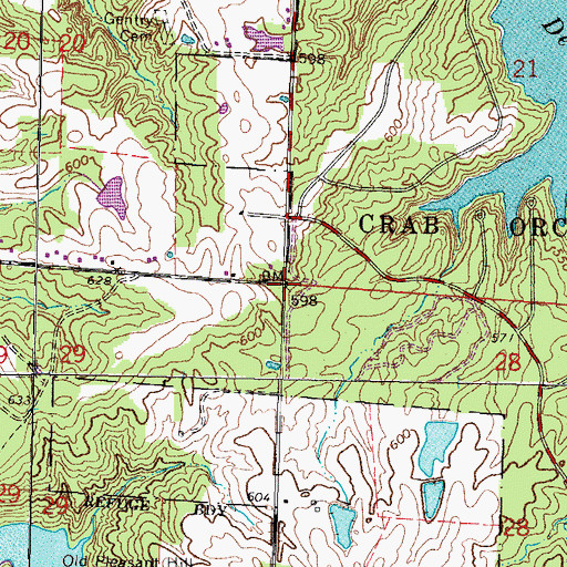Topographic Map of Bakers Crossroads, IL