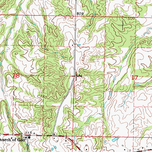 Topographic Map of Cedar Grove Church (historical), IL