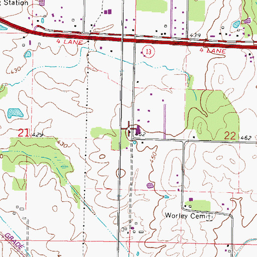 Topographic Map of Crabtree School (historical), IL