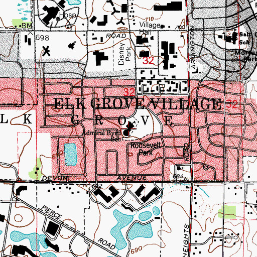 Topographic Map of Admiral Richard E Byrd Elementary School, IL