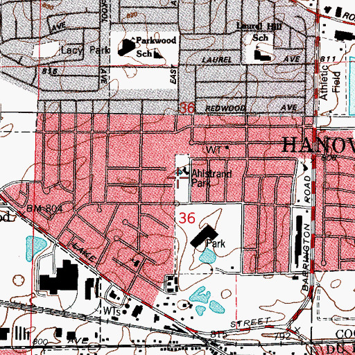 Topographic Map of Ahlstrand Park, IL