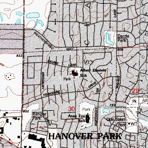 Topographic Map of Albert Einstein Elementary School, IL