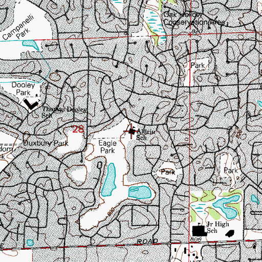 Topographic Map of Edwin Aldrin Elementary School, IL