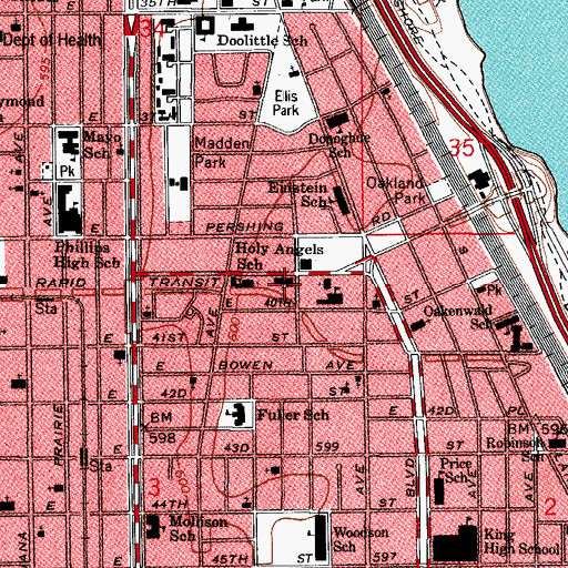 Topographic Map of All Souls Unitarian Church, IL