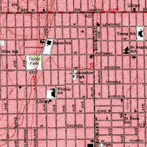 Topographic Map of Anderson Park, IL
