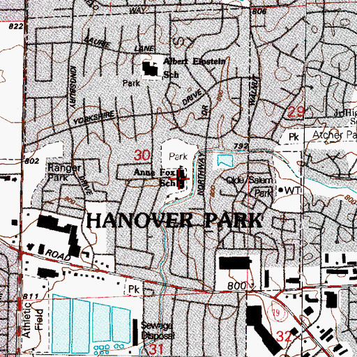 Topographic Map of Anne Fox Elementary School, IL