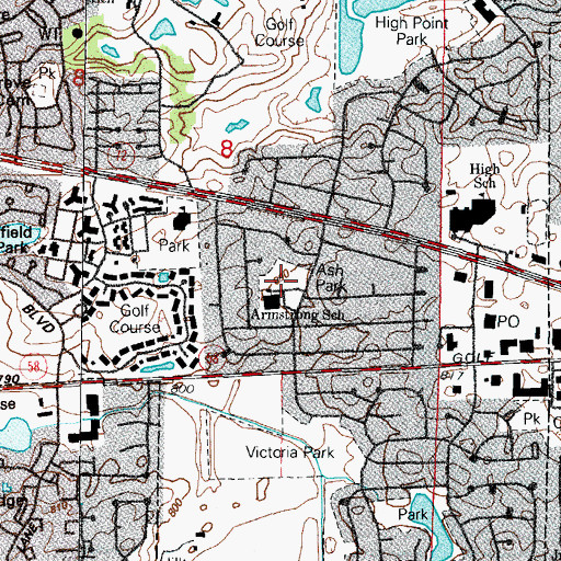 Topographic Map of Ash Park, IL