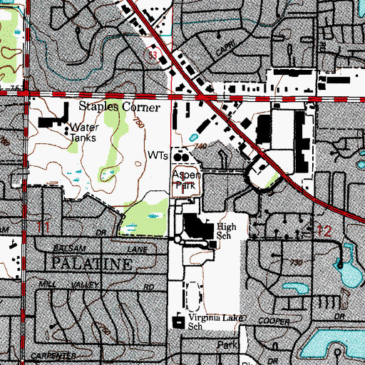Topographic Map of Aspen Park, IL