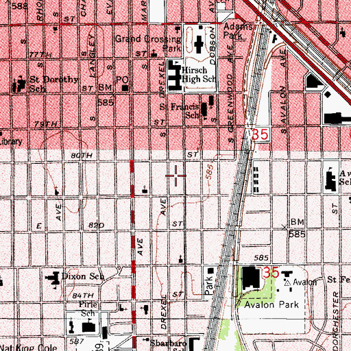 Topographic Map of Avalon Highlands, IL