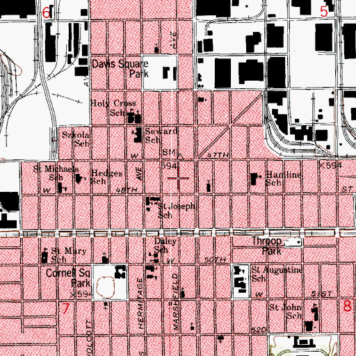 Topographic Map of Back of the Yards, IL