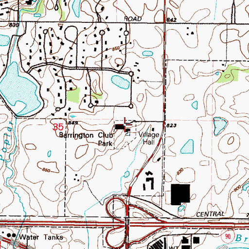 Topographic Map of Barrington Club Park, IL